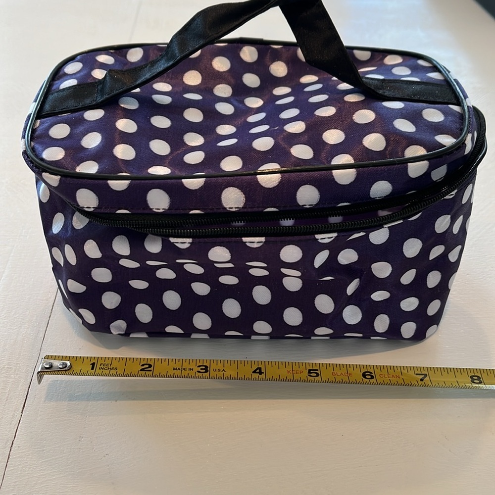 Purple with white polka dots, small soft-sided train case - Picture 6 of 8